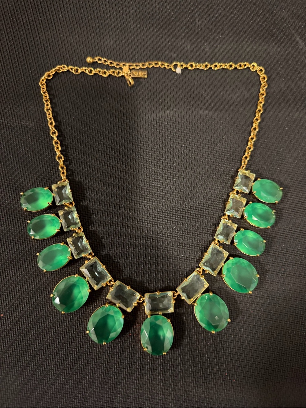 KATE SPADE BRIDAL EMERALD GREEN GOLD TONE COLLAR NECKLACE